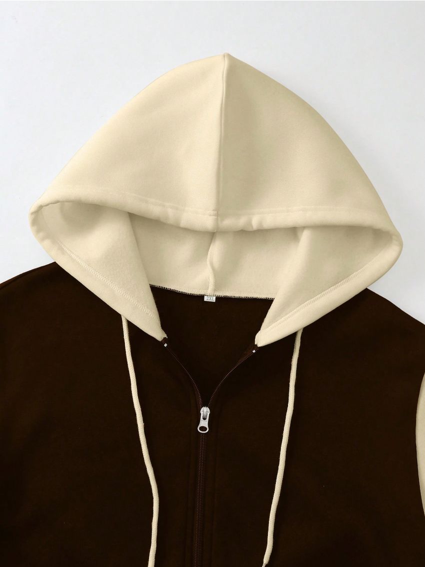 Men's Plus Size Colorblock Zipper Front Hoodie