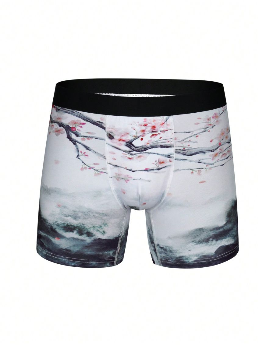 Men Landscape Print Boxer Brief