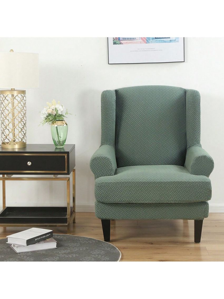Wingback Armchair Cover Stretch Slipcover Elastic Wing Chair Cvoer Protector 2 Pieces