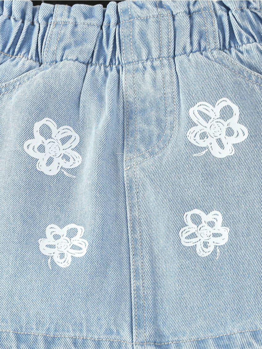 Little Girls' Floral Print Denim Skirt