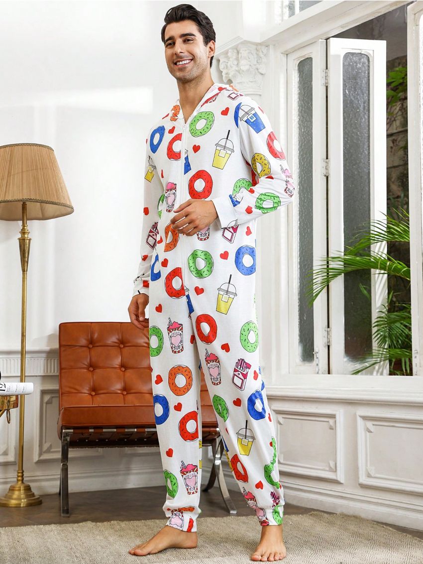 Men'S Donut Pattern Printed Pajamas