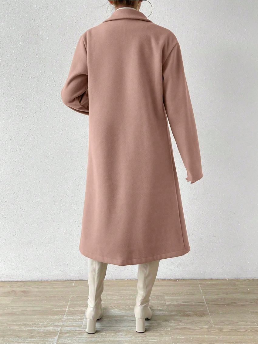 SHEIN Essnce Women's Double Breasted Notched Collar Woolen Coat