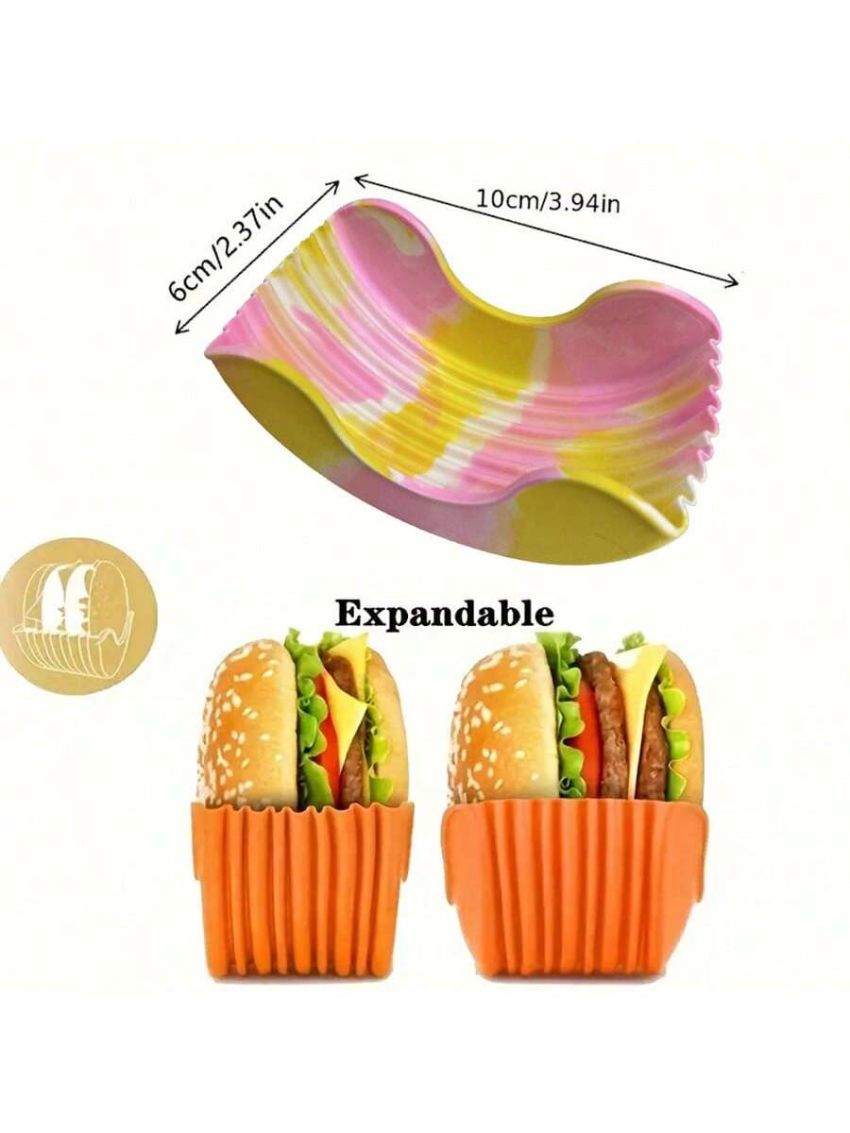 1pc Silicone Hamburger Clip, Touch-free Anti-shed, Hamburger Holder Hamburger Box Tray Retractable Burger Stand For RV Travel