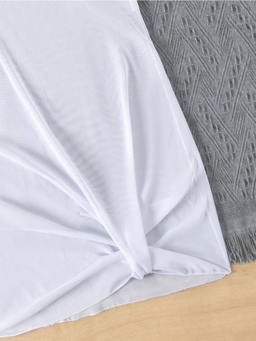 Solid Color Twisted Knot Tank Top Cover Up For Teen Girls