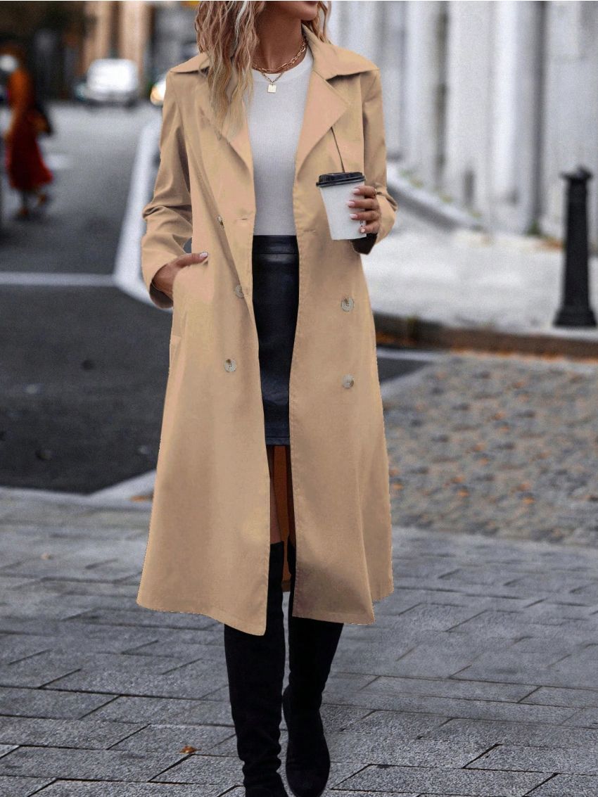 SHEIN Frenchy Double Breasted Belted Trench Coat