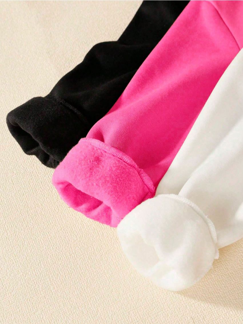 Little Girls' Bear & Letter Print Round Neck Fleece Sweatshirt