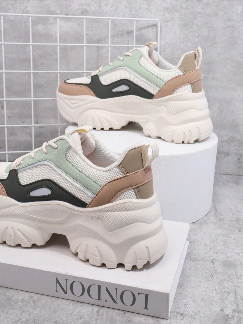 Women's Fashionable Color-Blocking Chunky Sneakers