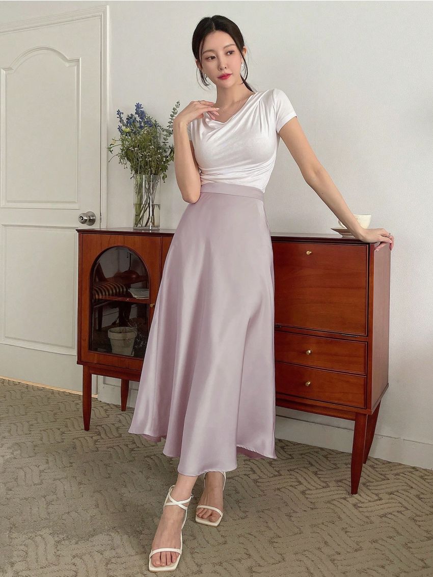 DAZY Solid Zip Side Skirt