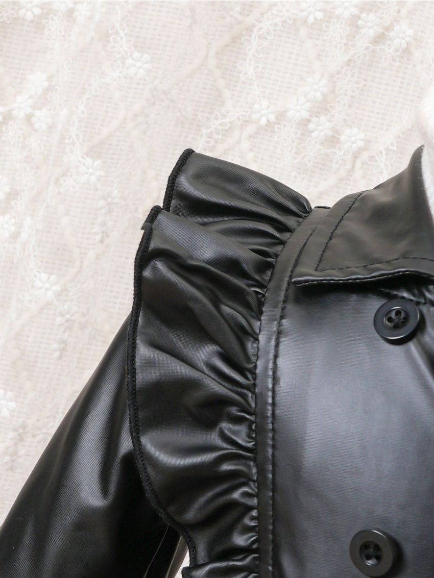 Black Windproof Baby Coat (the Belt Is A Photographic Prop And Is Not Included In The Product)