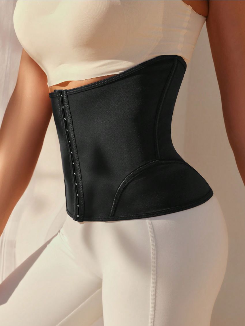 SHEIN Solid Hook And Eye Front Waist Trainer