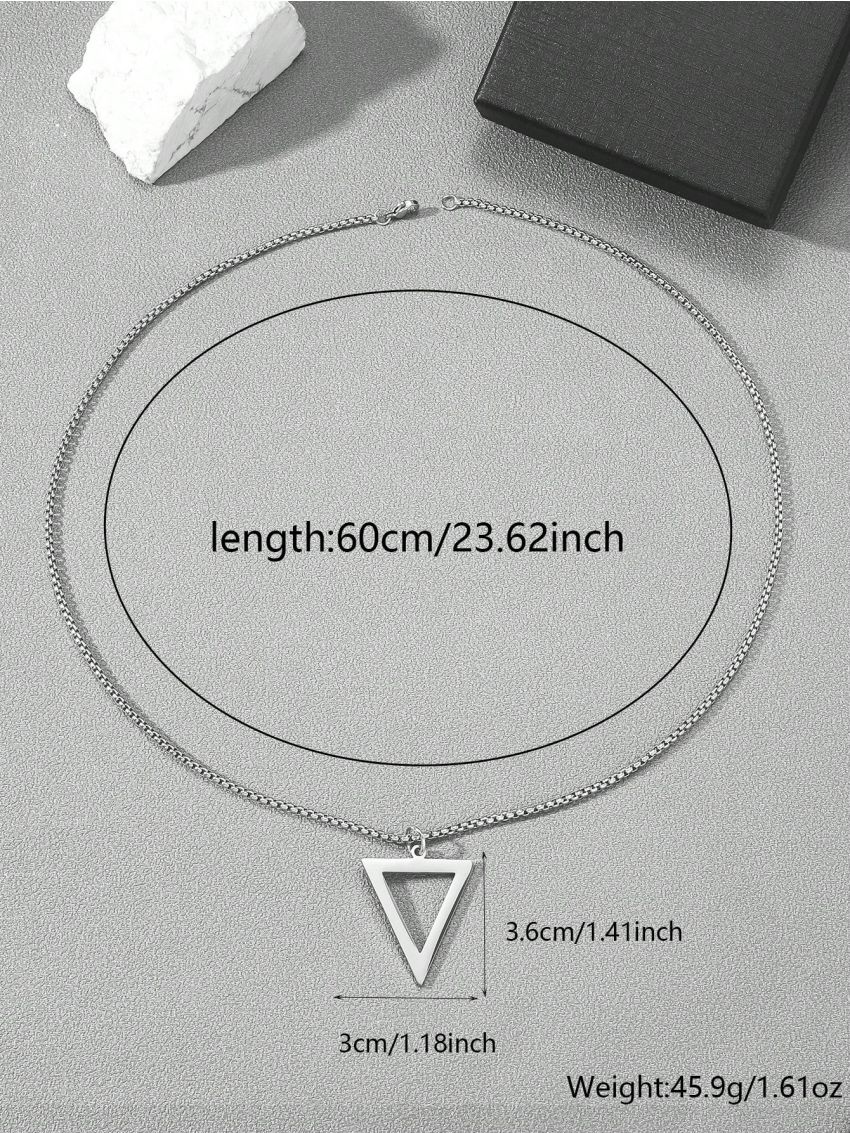 1 Stainless Steel Silver Inverted Triangle Men's Necklace