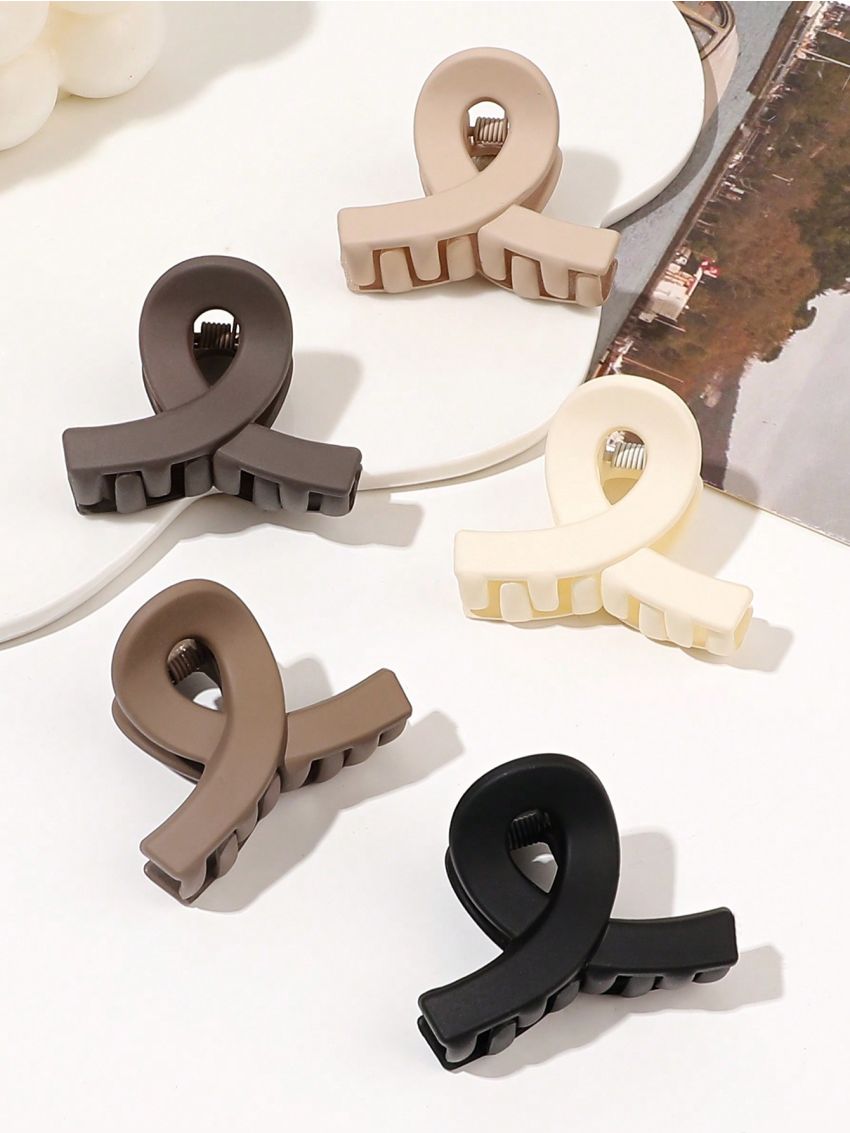 5pcs/set 4cm Matted Brown Crossed Hair Claws