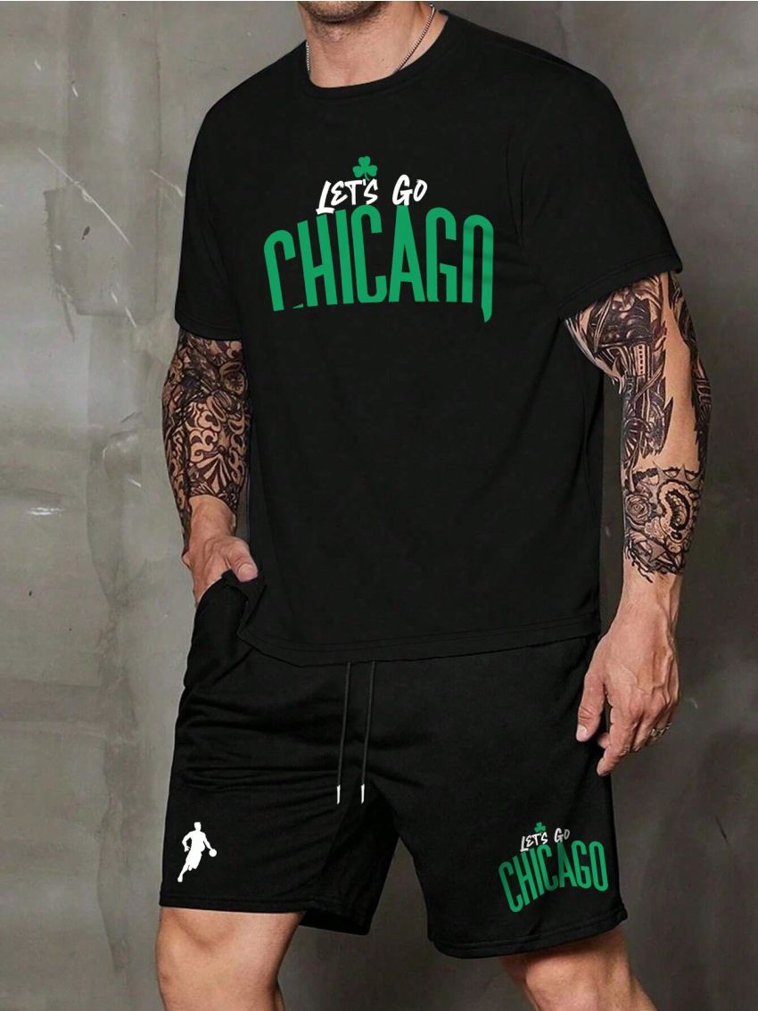 Manfinity Homme Men's Letter Printed 2pcs Outfit