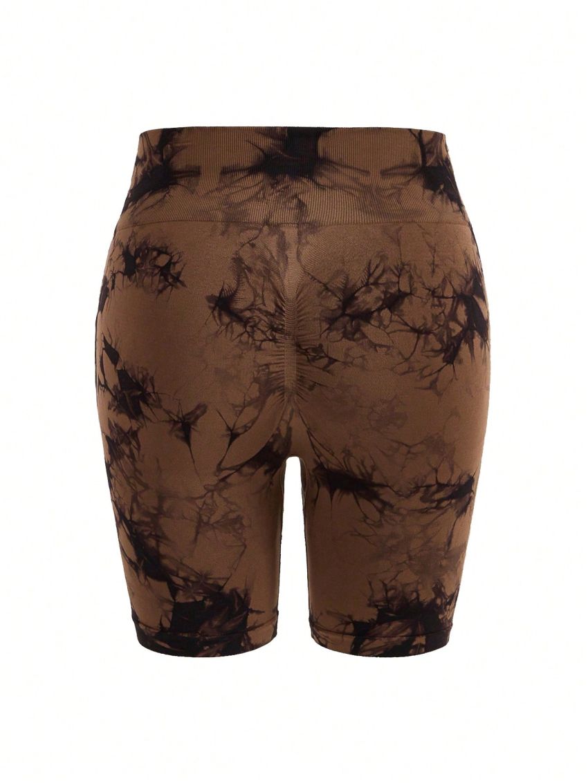 Yoga Basic Plus Size Tie-Dye Sports Shorts