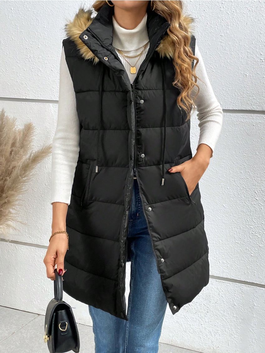 SHEIN Frenchy Ladies' Hooded Sleeveless Padded Coat