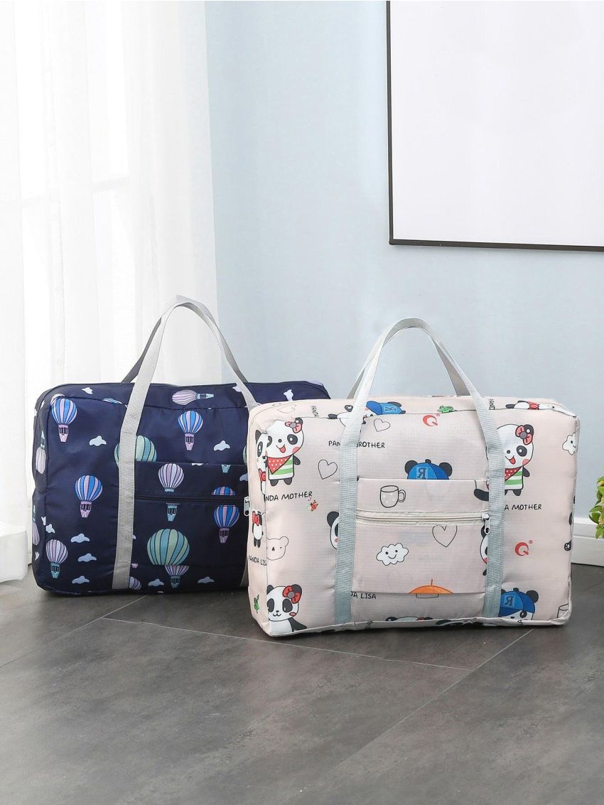 1pc Cartoon Graphic Travel Storage Bag, Portable Large Cute Clothing Packing Bag For Travel