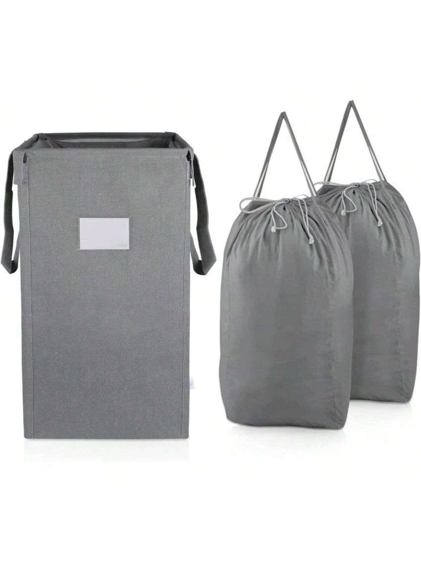 Laundry Hamper Collapsible with 2 Washable Laundry Bags,210L Dirty Clothes Hamper,Laundry Basket with Handles Foldable Hamper Dorm Laundry Basket for College,Grey