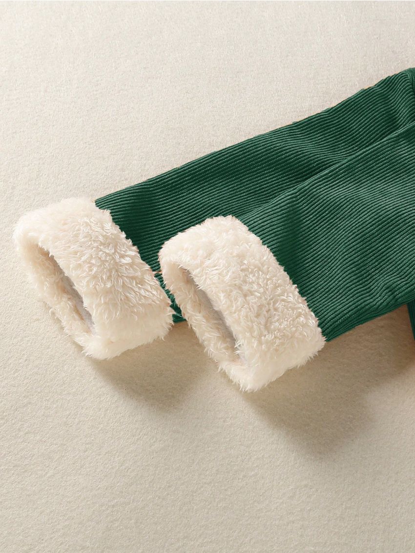 SHEIN Kids EVRYDAY Girls' Corduroy Jacket With Spliced Collar And Cuffs