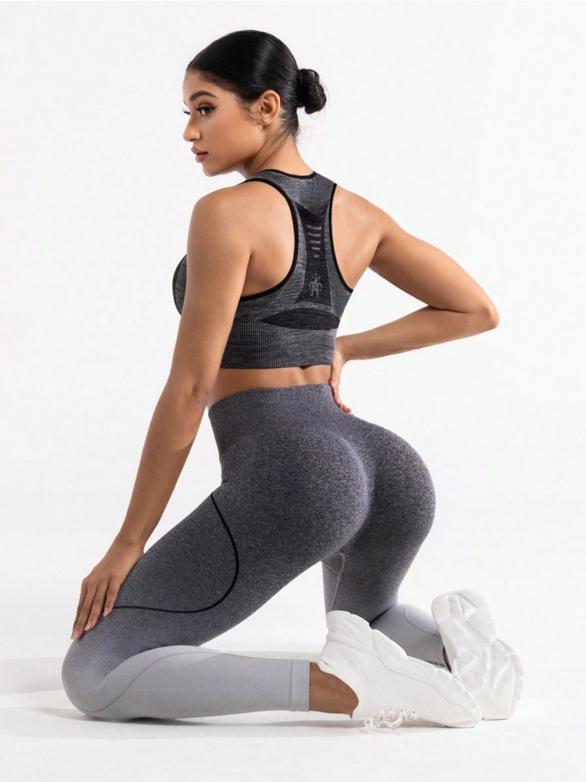 SHEIN Yoga Basic Seamless Grey Sports Bra