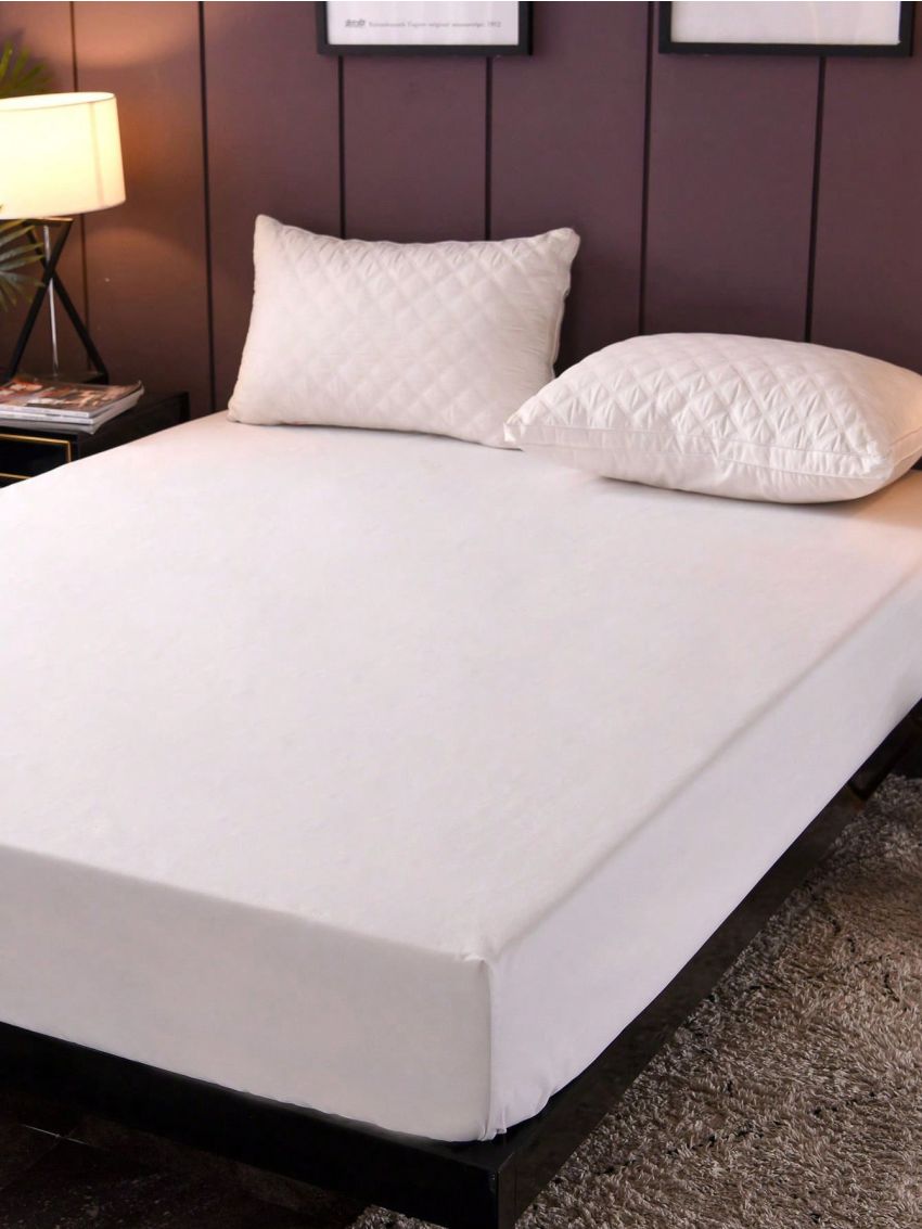 1pc Brushed Composite Waterproof & Pure Color Leakproof Bed Mattress Cover With Water Resistant & Urine Resistant Layers, Suitable For Single Size Bed