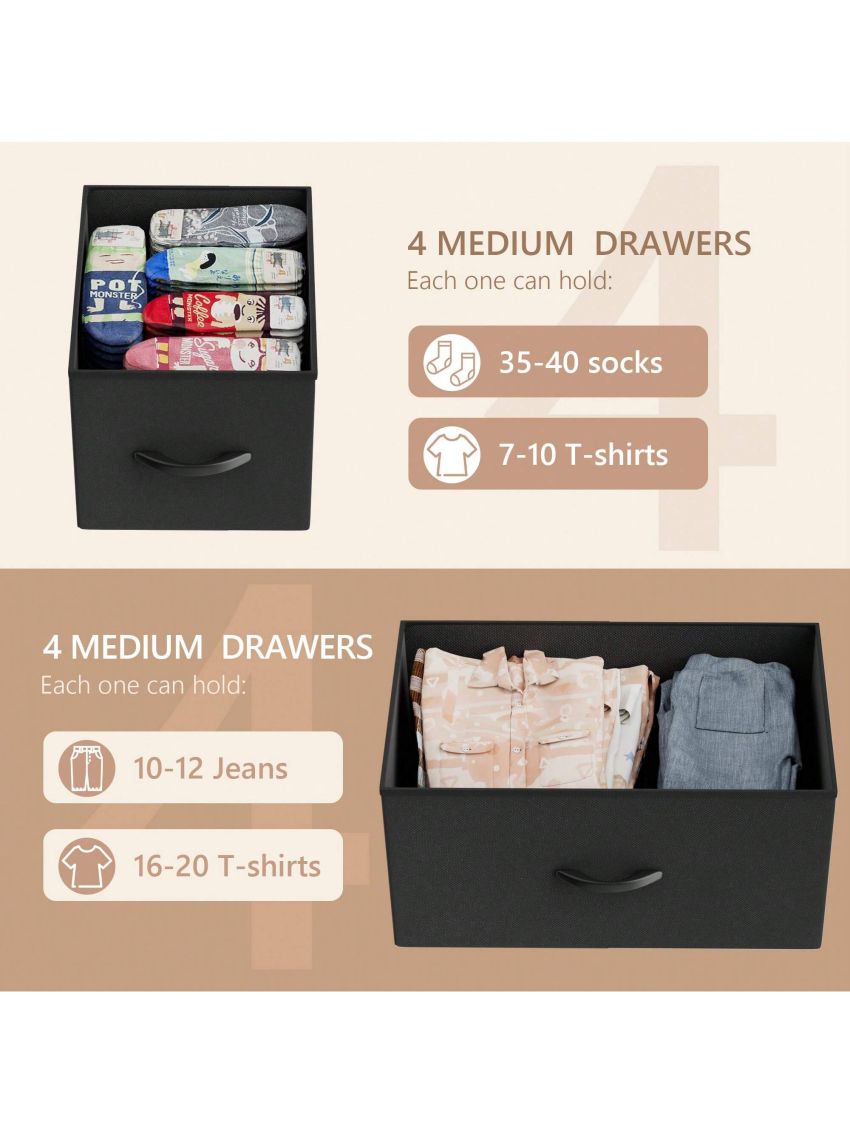 Furmax Fabric Dresser, Dresser for Bedroom Storage Drawers Tall Dresser Storage Tower with 8 Drawers, Chest of Drawers with Fabric Bins, Wooden Top, Steel Frame for Bedroom, Closet, TV Stand, Entryway