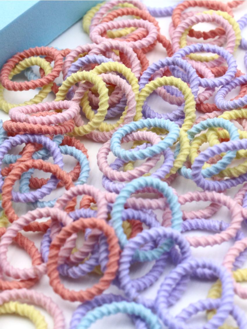100pcs Women's Simple Colorful Small Hair Ties And Headbands, Elastic Hair Bands For Babies That Do Not Hurt Hair