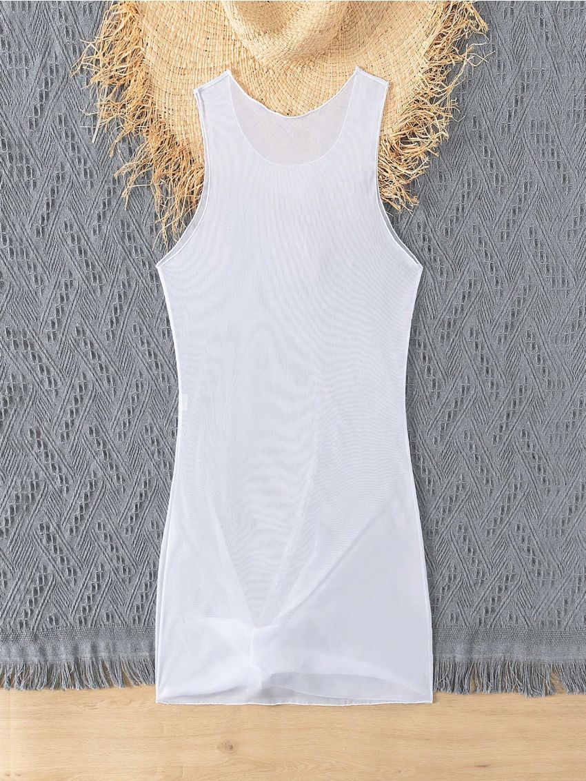 Solid Color Twisted Knot Tank Top Cover Up For Teen Girls