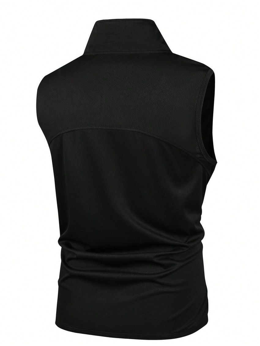 Men's Solid Color Stand Collar Workout Vest