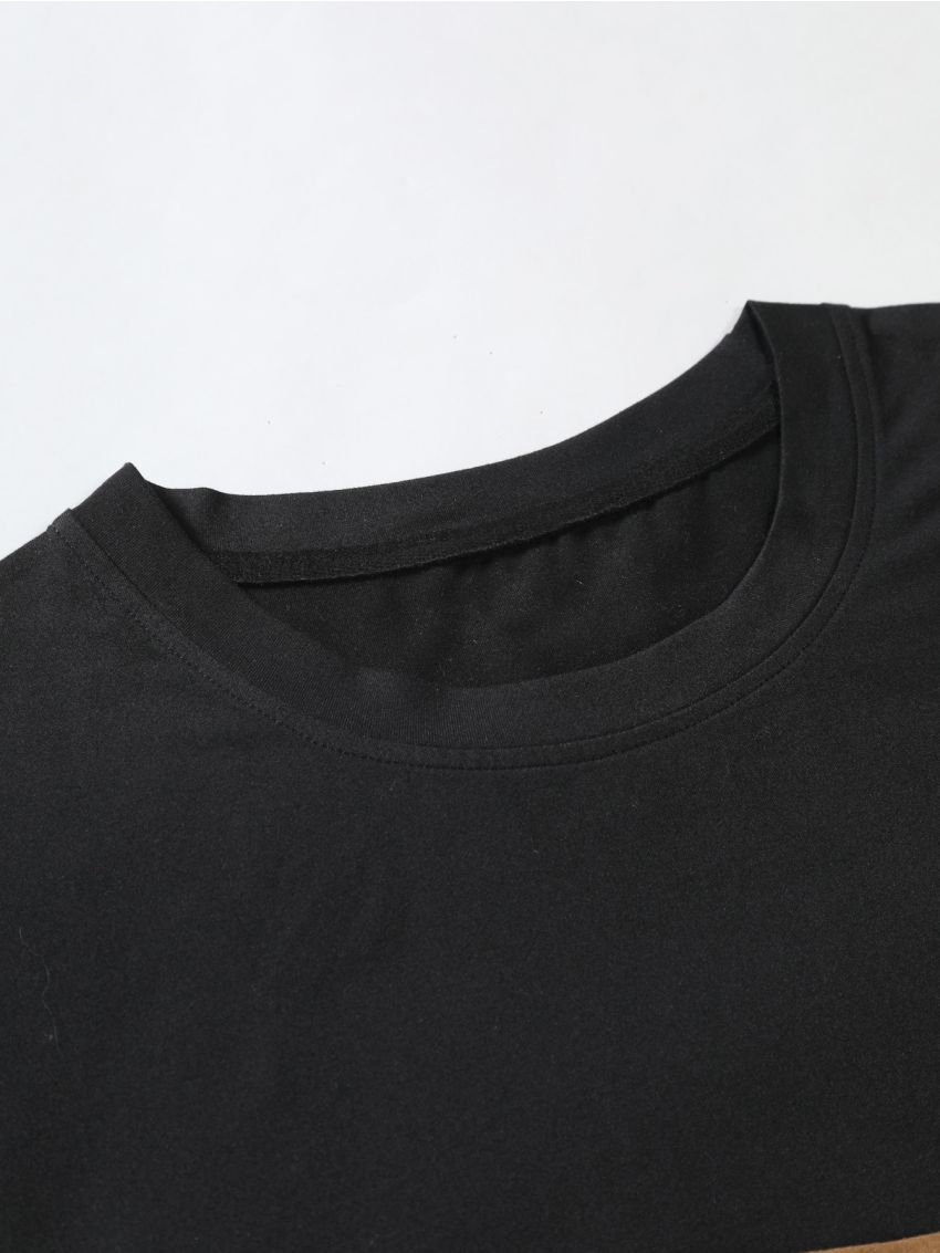 Manfinity Men Plus Letter Graphic Colorblock Tee