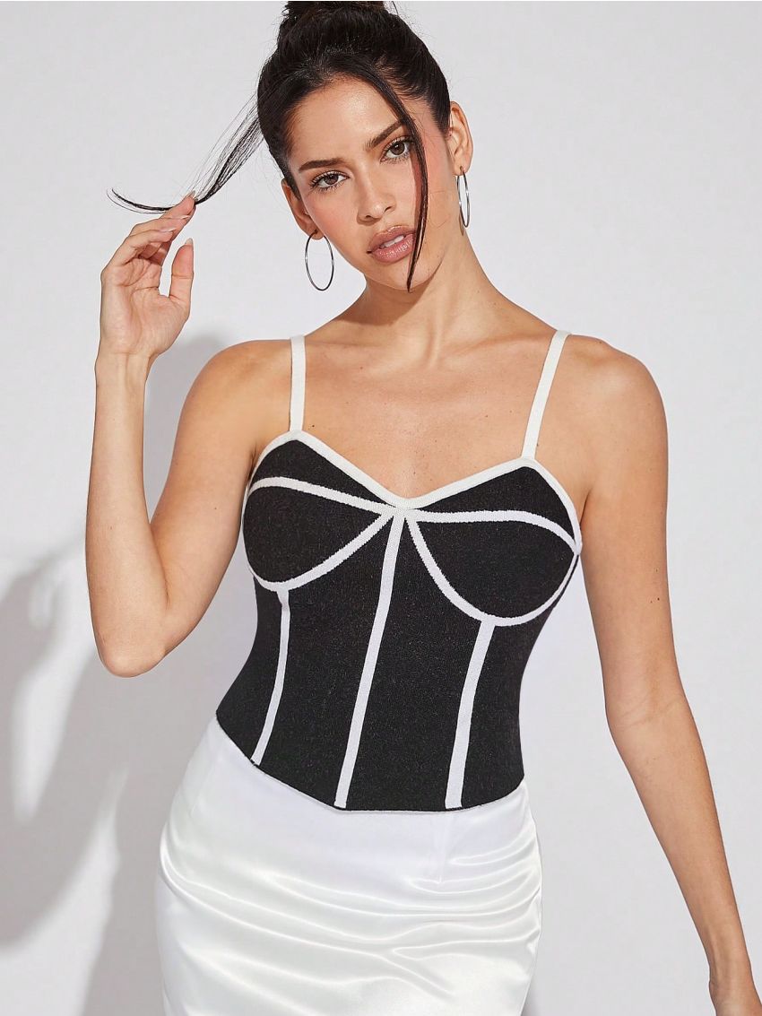 Luxe Womens Contrast Cami Sweater