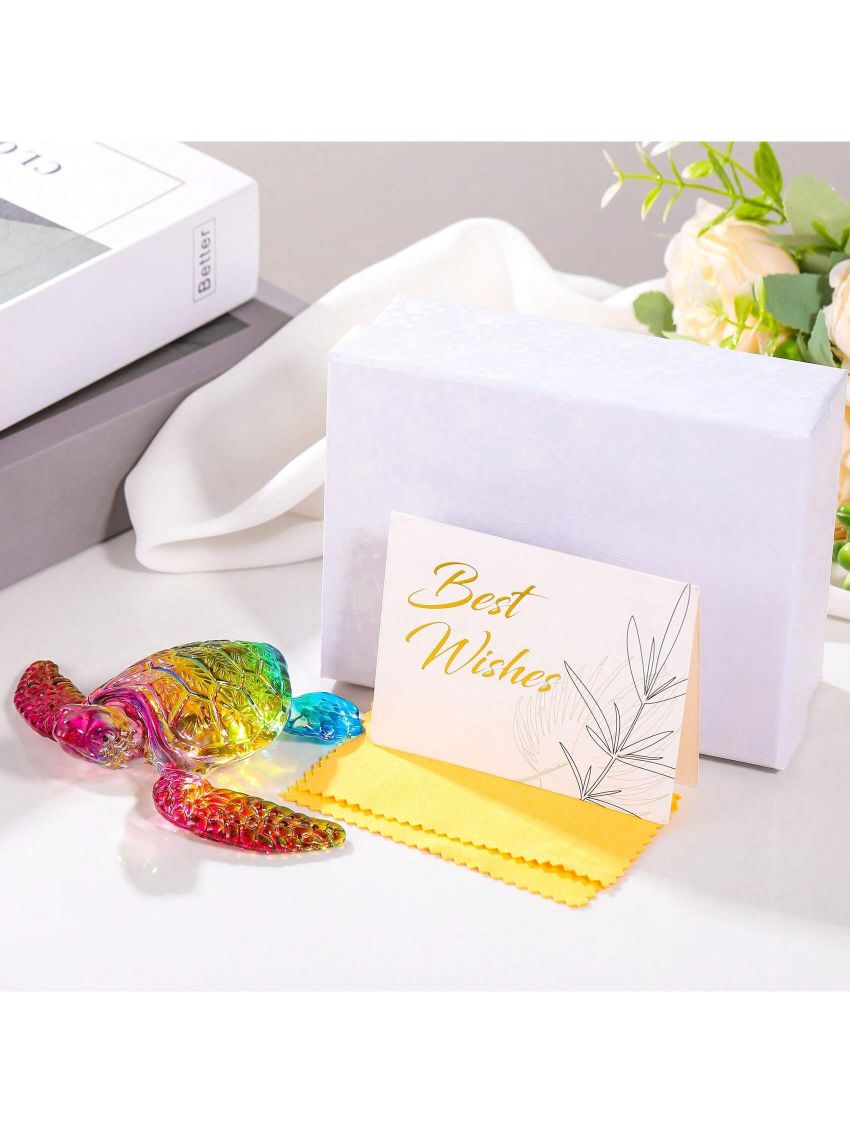 Crystal Sea Turtle Decor Gifts for Women, Sea Turtles Statue Blown Art Glass Animals Sculpture Collection Figurine Home Decor, Paperweight Birthday Present for Best Frien