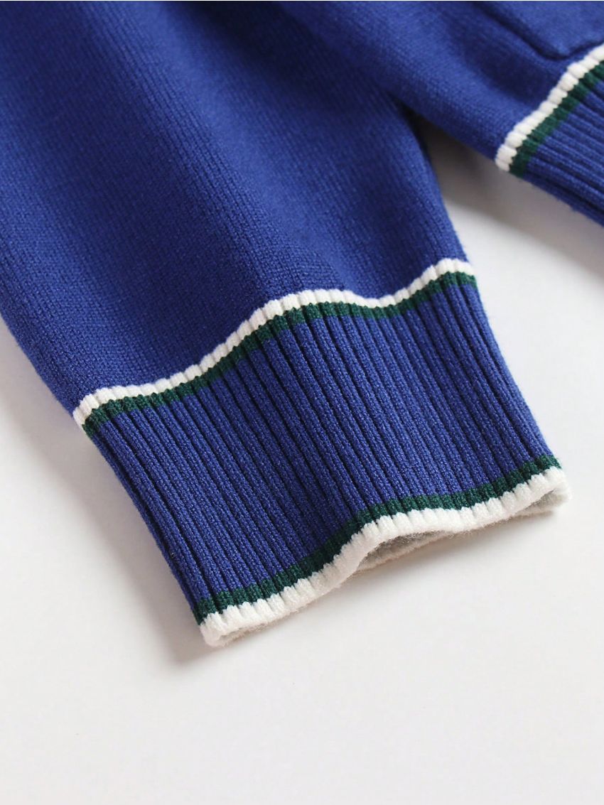 Teen Boy Contrast Trim Button Front Cardigan