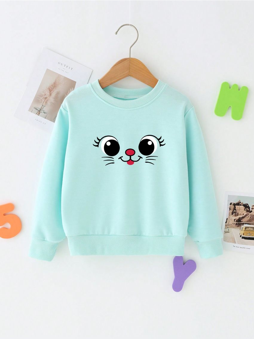 Young Girls Cartoon Graphic Sweatshirt
