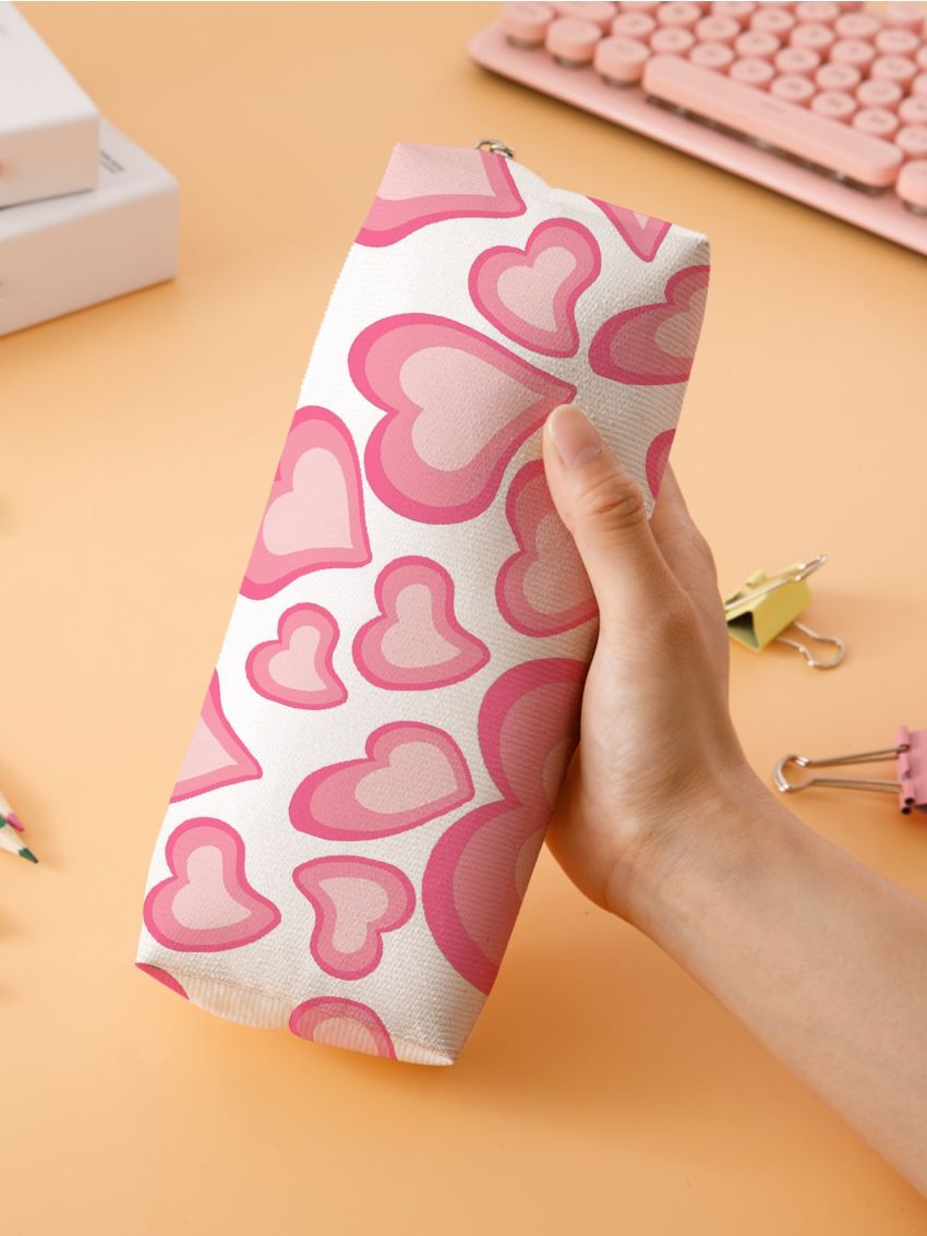 1pc Heart Pattern Pencil Bag