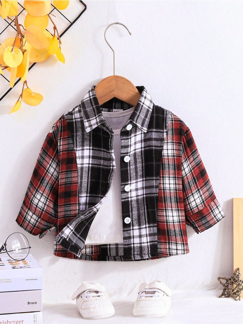Baby Girls' Casual Plaid Patchwork Long Sleeve Jacket