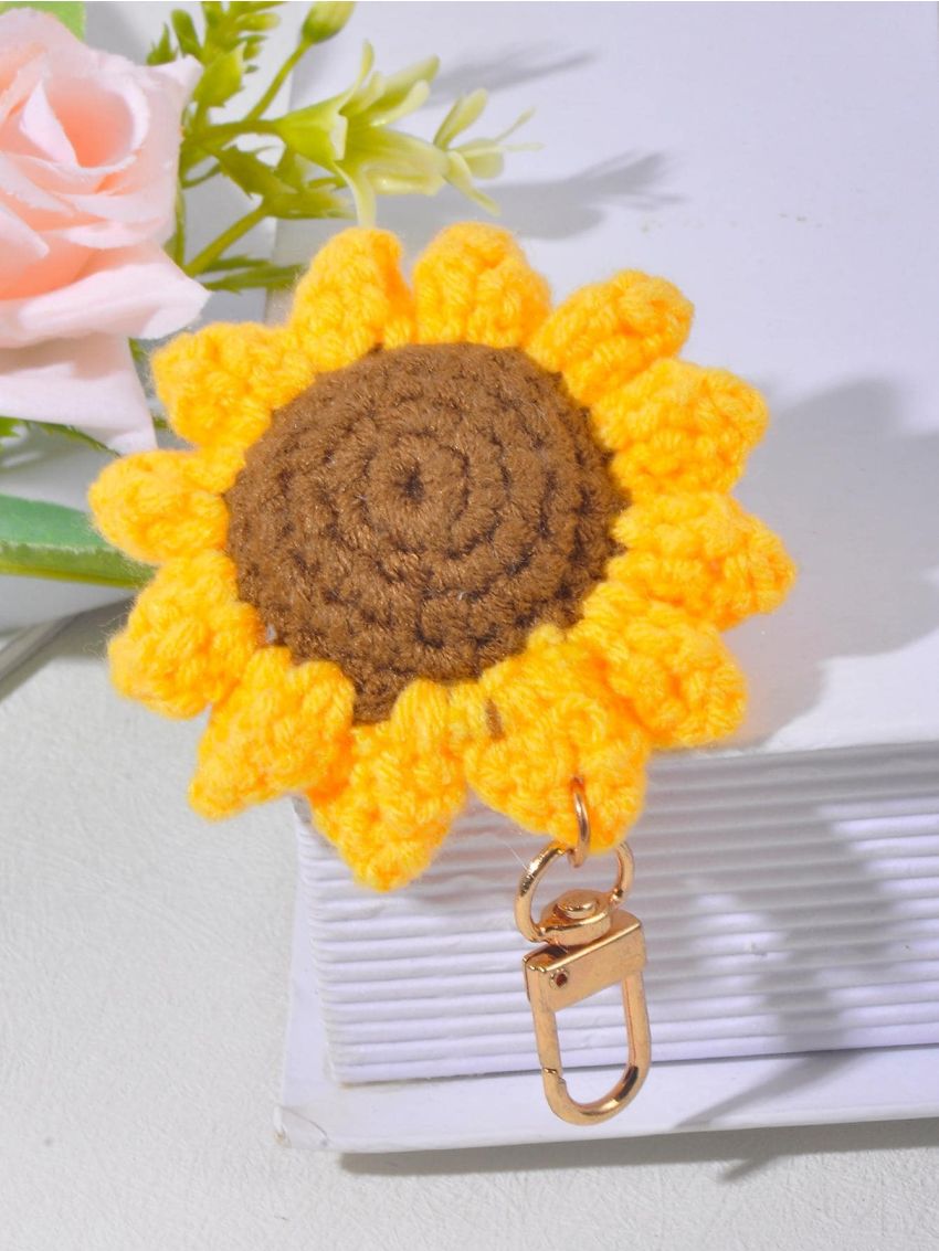 Crochet Sunflower Decor Bag Charm