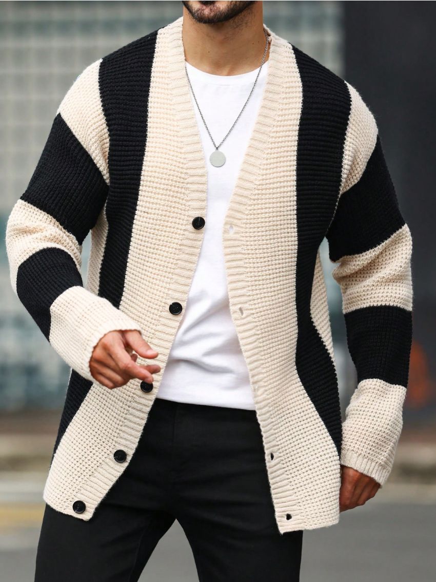 Men's Color Block Cardigan