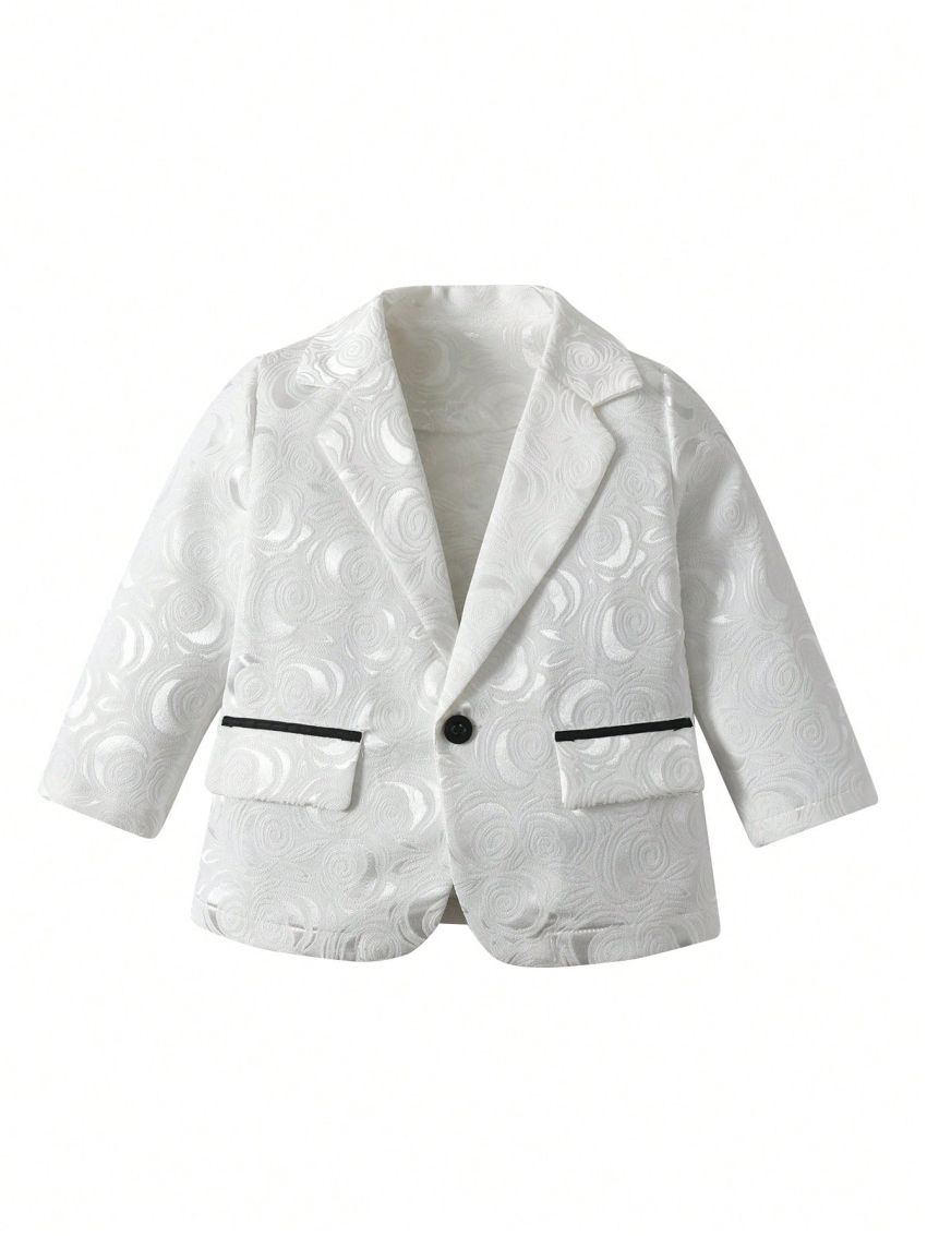 Toddler Boys' White Jacquard Suit 2pcs/Set Formal Dress Suit For Holiday And Festive Occasions
