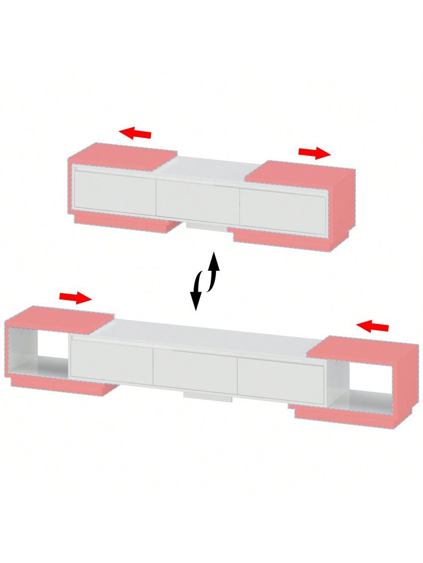 TV Stand with 3 Drawers, Modern Extendable TV Stand in Stretch for TVs up to 120