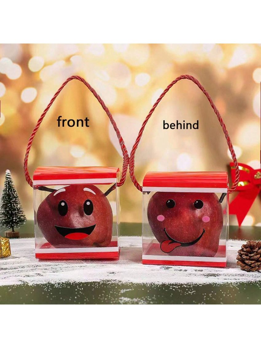 Christmas Gift Pet Christmas Eve Apple Box Red Transparent Ping An Fruit Packaging Box Candy Portable 2pcs