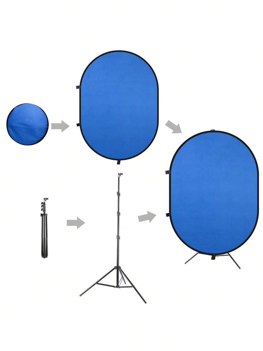 7.3 x 4.8ft 2 Side Collapsible Chromakey Green Blue Backdrop with 7.6ft/2.3M Support Stand Reversible Background Video Live Stream Gaming with Bag
