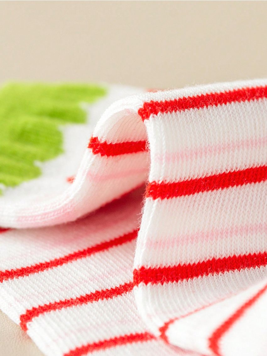 5pairs/set Girls' Cartoon Pink Pig Design Mid-calf Socks, Suitable For All Seasons