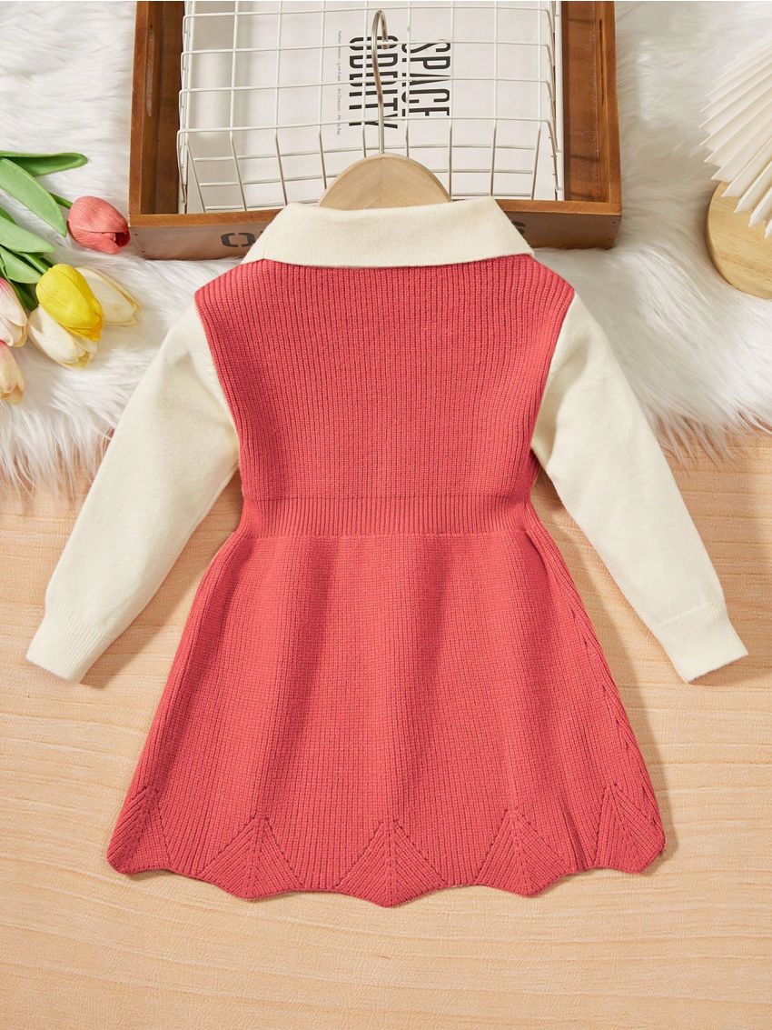Infant Girls' Contrast Color Knit Sweater Dress
