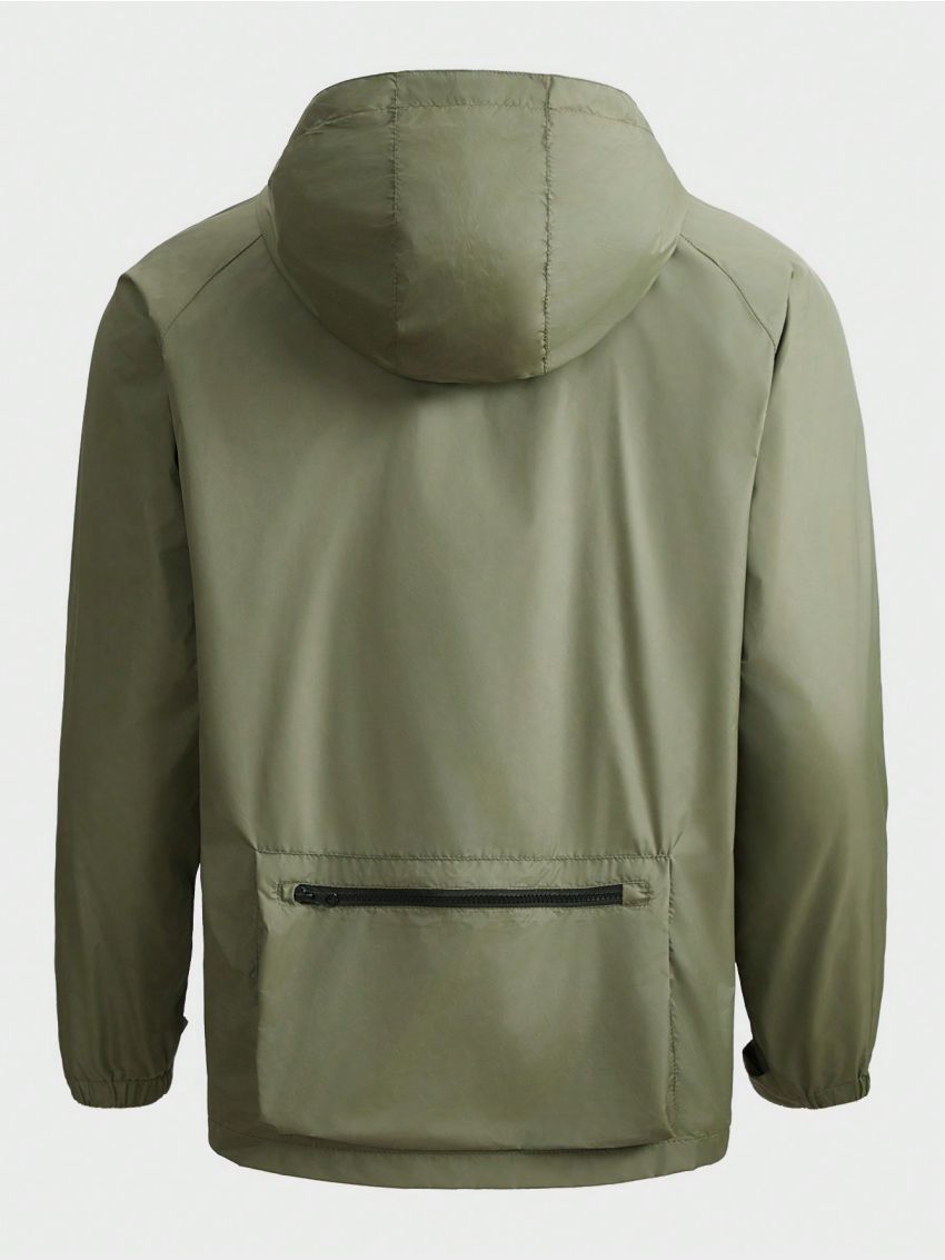 SHEIN In My Nature Men Flap Pocket Zip Up Hooded Jacket