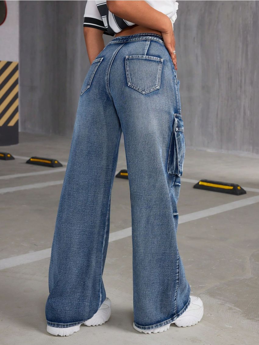 SHEIN ICON Women'S Denim Cargo Pants