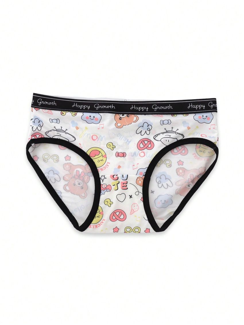 Tween Girls' 4pcs/Set Cartoon Pattern Triangle Underwear