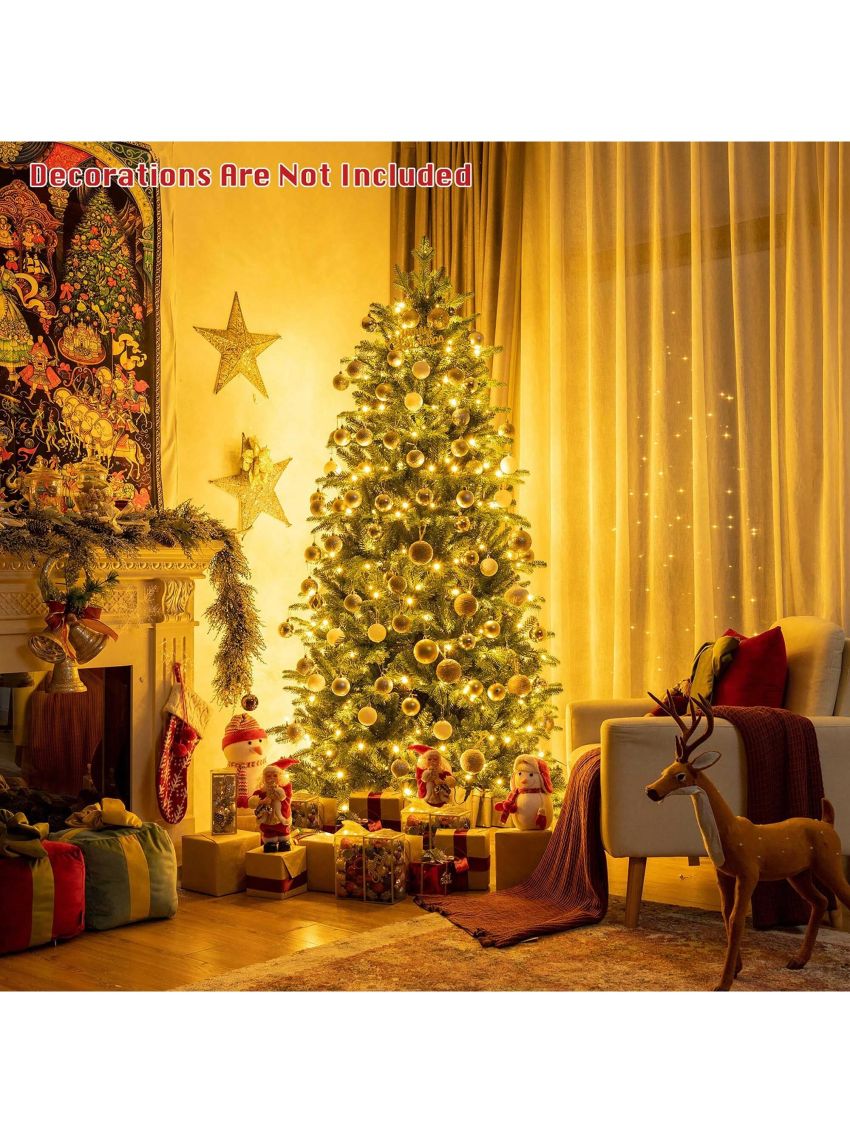 Costway 8FT Pre-Lit Hinged Christmas Tree 3402 PE & PVC Tips w/ 620 Lights & Foot Switch