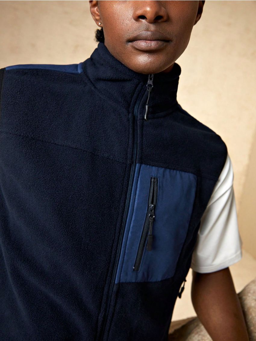 SHEIN In My Nature Men Zip Up Vest Coat