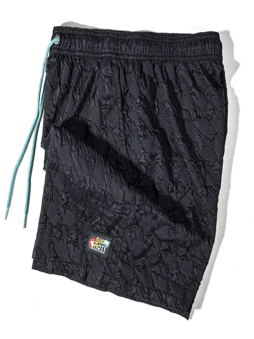 Manfinity Swimmode Men's Jacquard Patch Detail Beach Shorts