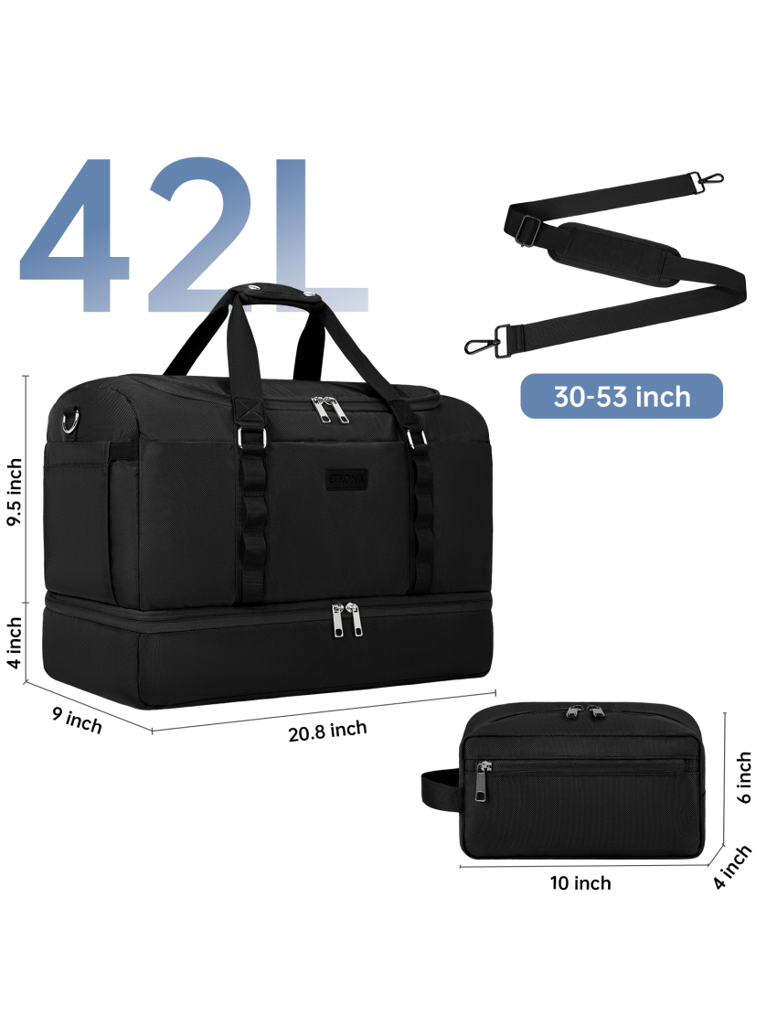ETRONIK Travel Duffle Bag for Men Women, Carry on Bags for Airplanes with Toiletry Bag, Gym Bag with Shoe Compartment, Weekender Overnight Bag for Sports Business Trip